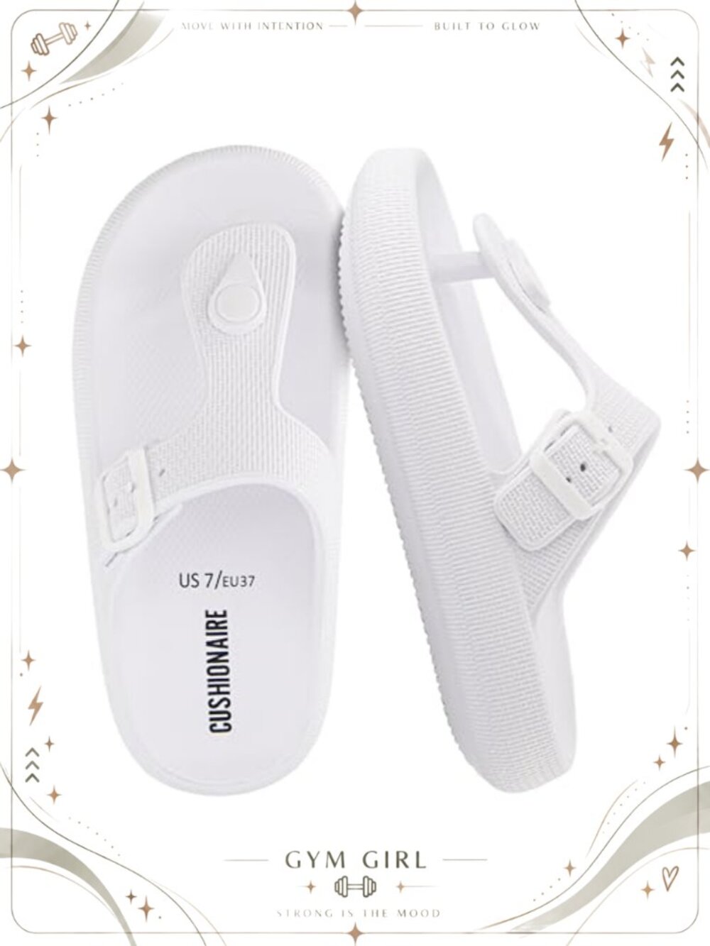 CUSHIONAIRE Women's Flo Thong Recovery Slide Sandal with Buckle Strap